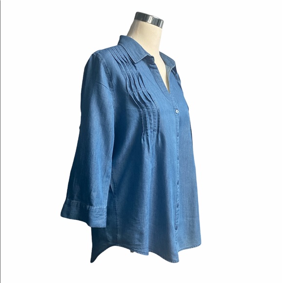 Gloria Vanderbilt 3/4 sleeve blue top blouse 🧩 - Picture 6 of 9